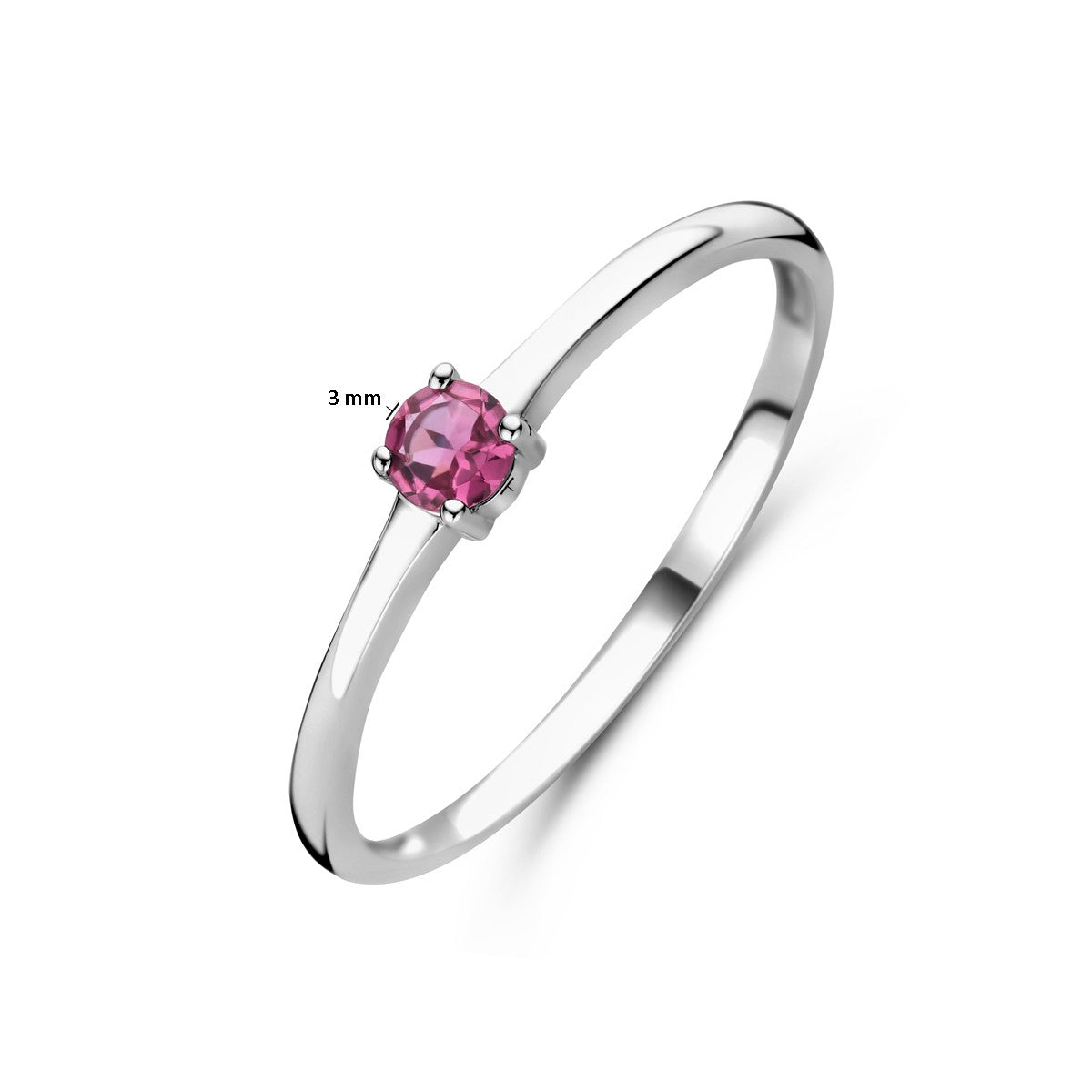 Ring met geboortesteen roze toermalijn oktober zilver