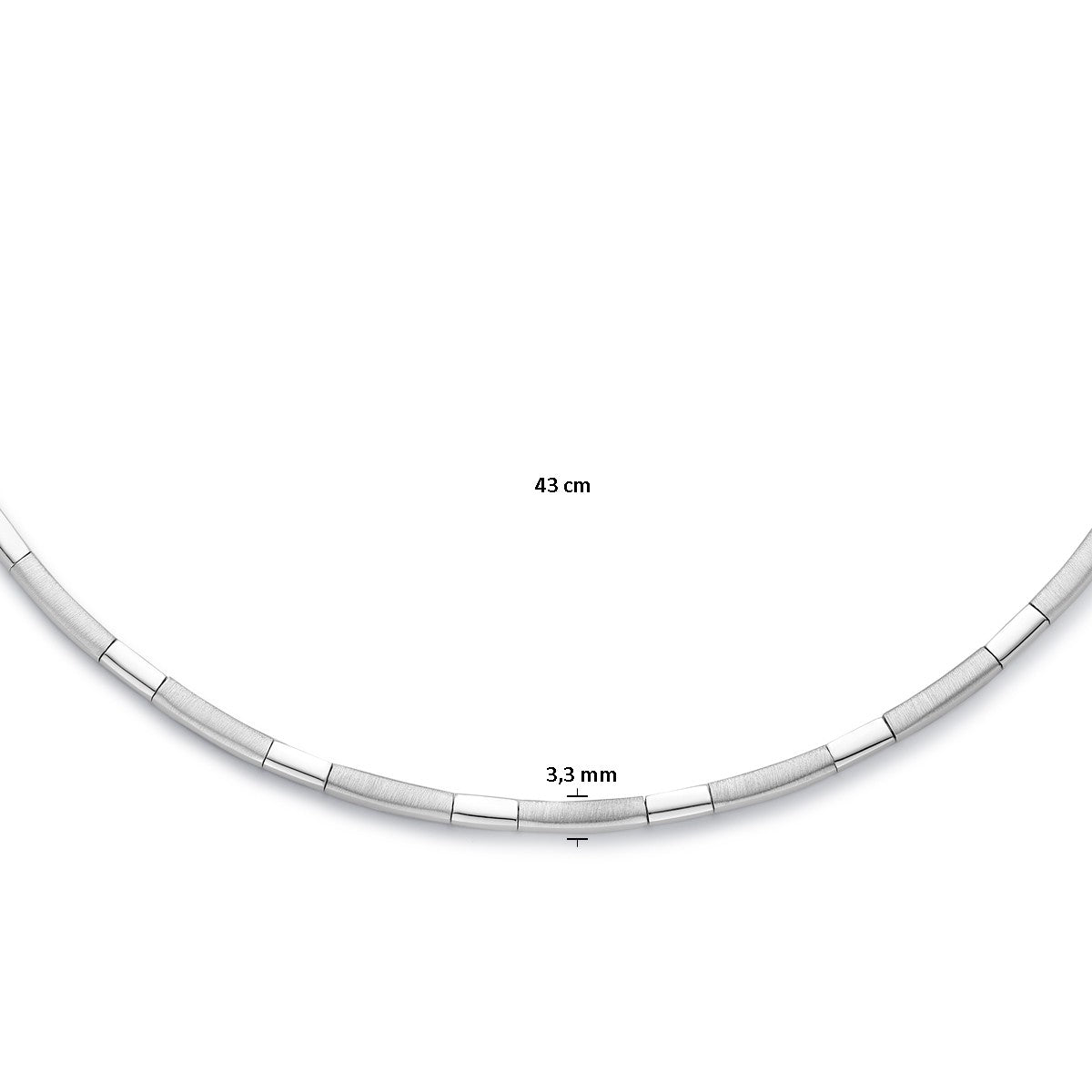 Collier choker 3,3 mm 43 cm poli/mat zilver