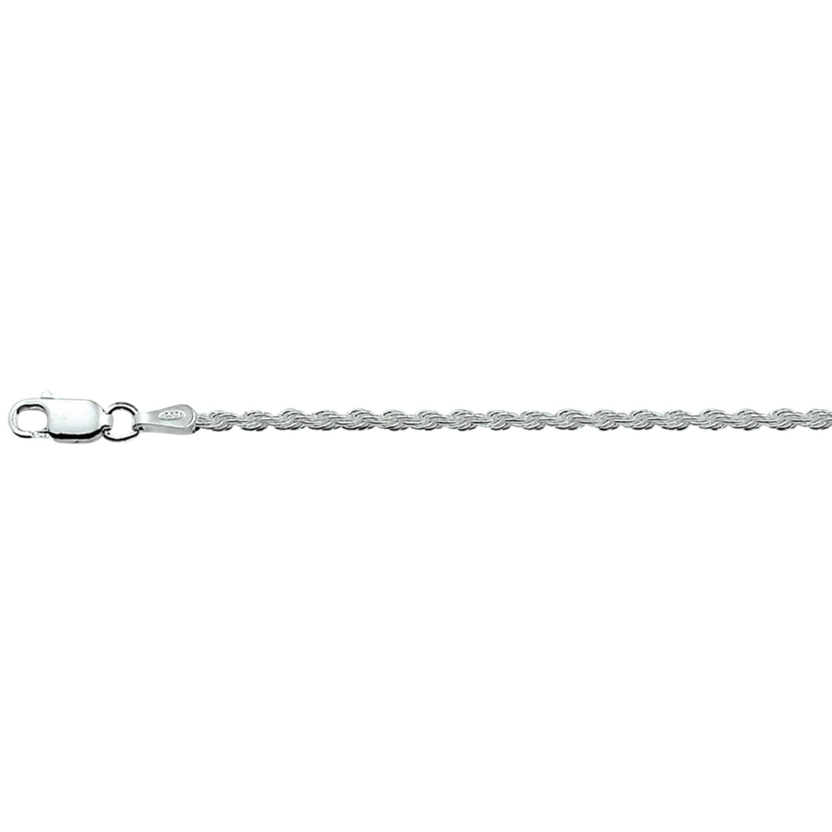 Enkelbandje koord 2,0 mm 24 - 26 cm zilver gerhodineerd