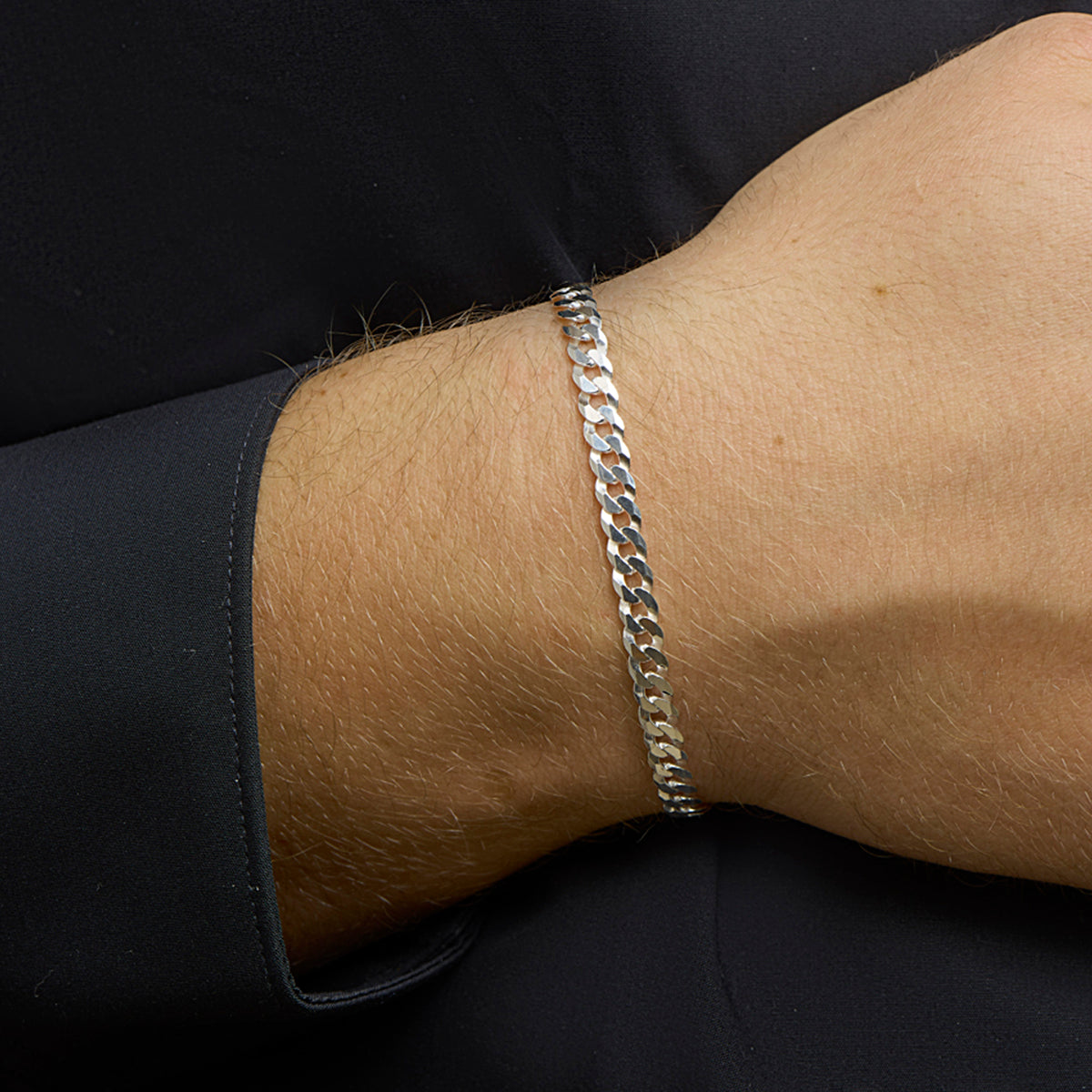 Gourmette 6 zijdes geslepen 5,4 mm zilver gerhodineerd