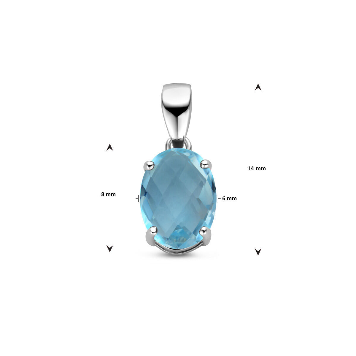 zilver gerhodineerd hanger blauw topaas 1337691 - PansiteNederland.nl