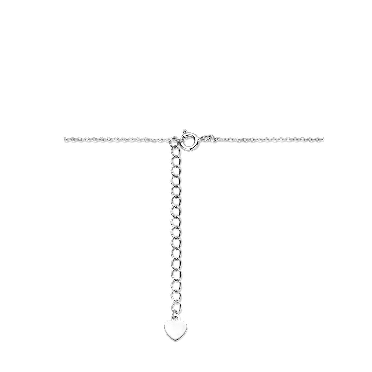 Collier hartjes gediamanteerd 41 + 4 cm zilver