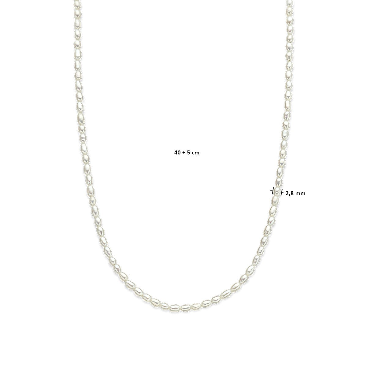 Collier parels 2,8 mm 40 + 5 cm zilver