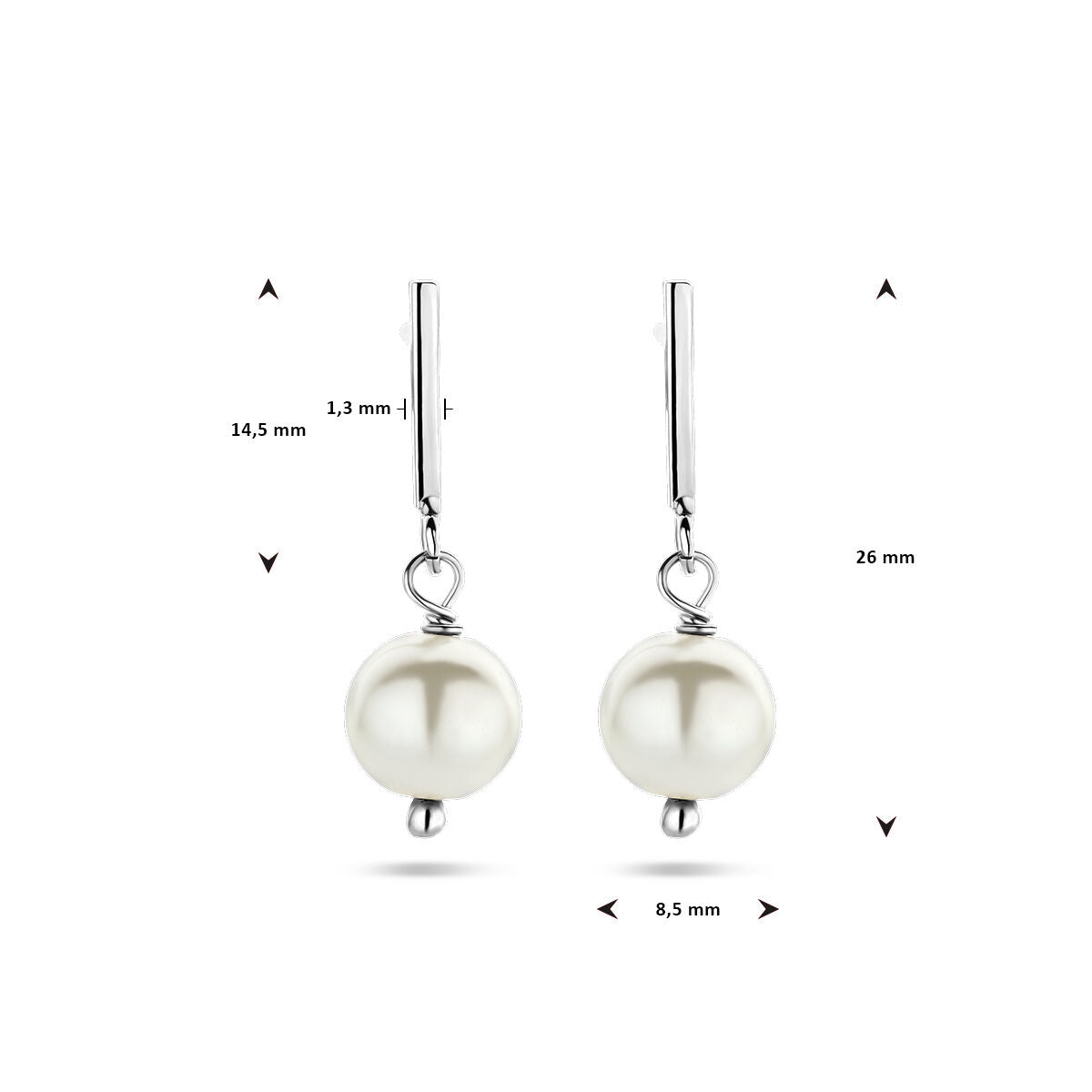 Zilver Gerhodineerd Oorhangers Parel 1337746 - PansiteNederland.nl