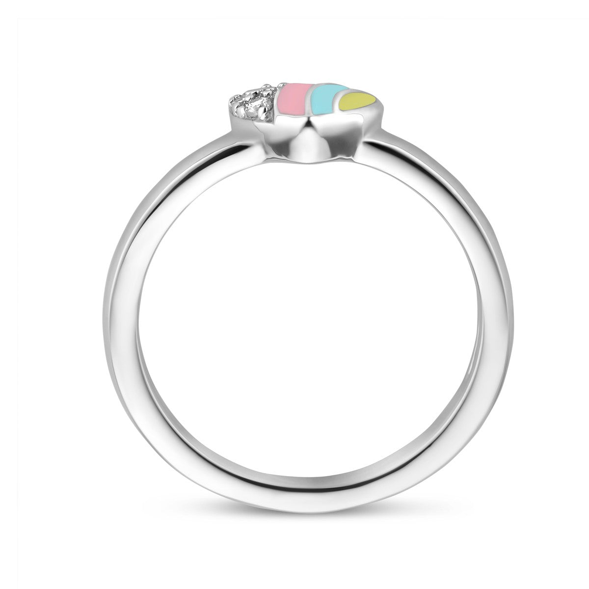 Ring hart zirkonia emaille zilver