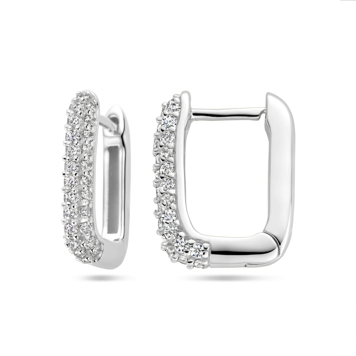 Zilver Gerhodineerd Klapoorringen Zirkonia 1337788 - PansiteNederland.nl