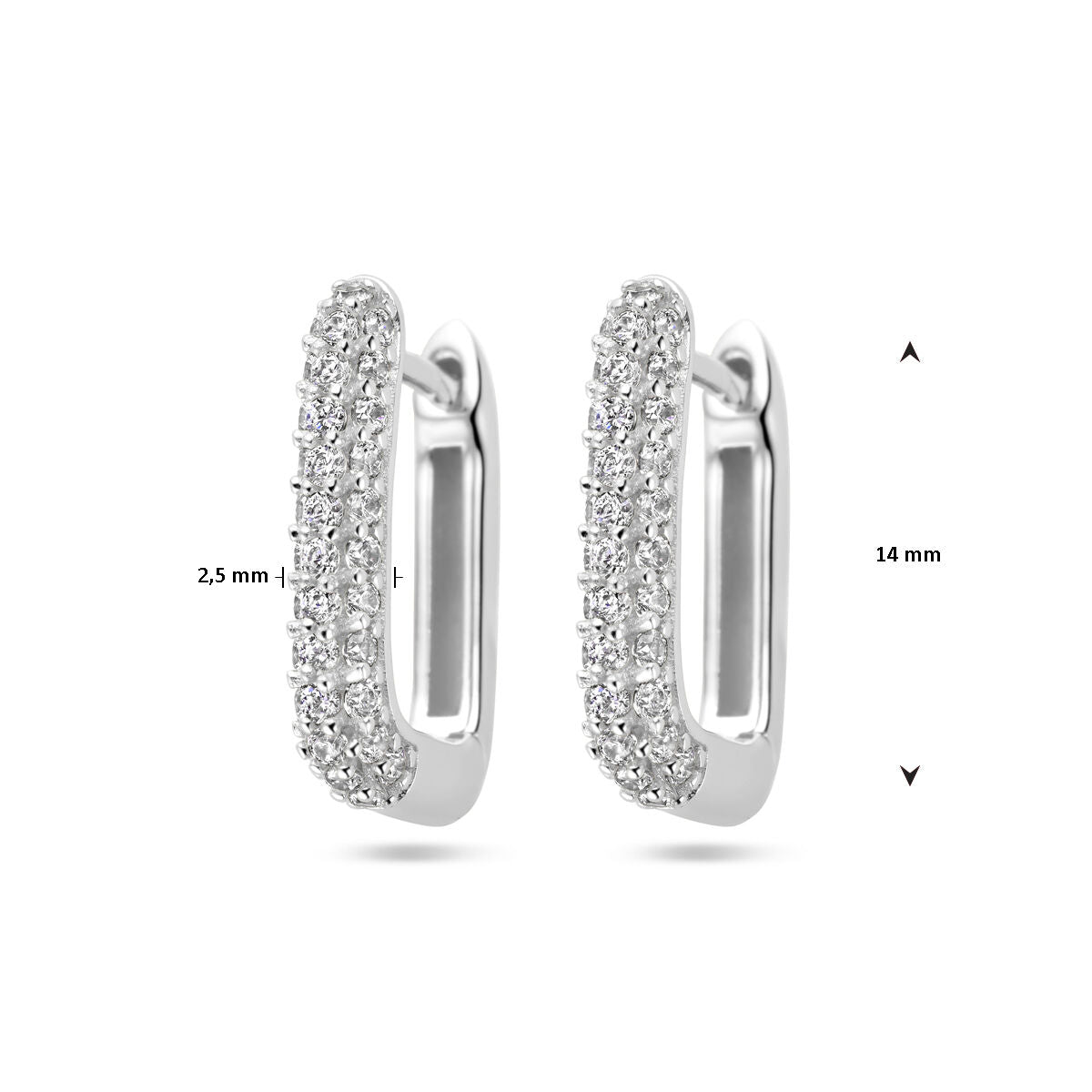 Zilver Gerhodineerd Klapoorringen Zirkonia 1337788 - PansiteNederland.nl