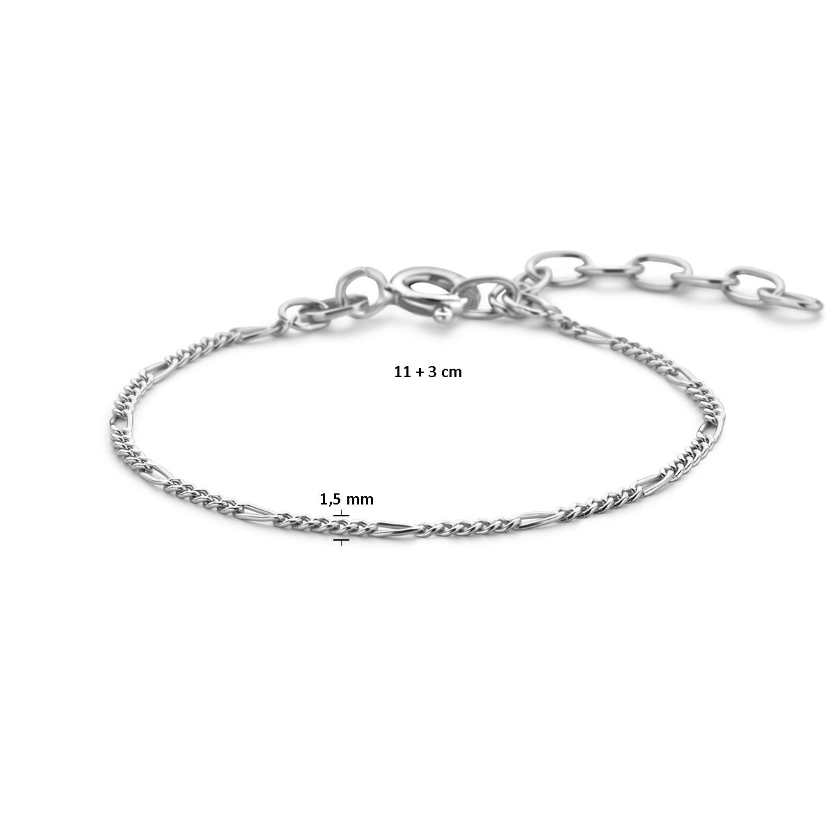 Armband figaro 1,5 mm (kinder lengte) zilver