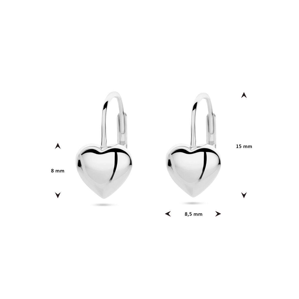 Zilver Gerhodineerd Oorhangers Hart Brisur Haak 1337795 - PansiteNederland.nl
