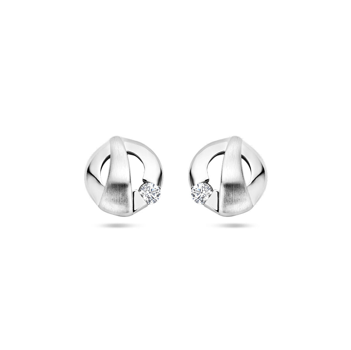 Zilver Gerhodineerd Oorknoppen Zirkonia Poli/Mat 1337817 - PansiteNederland.nl
