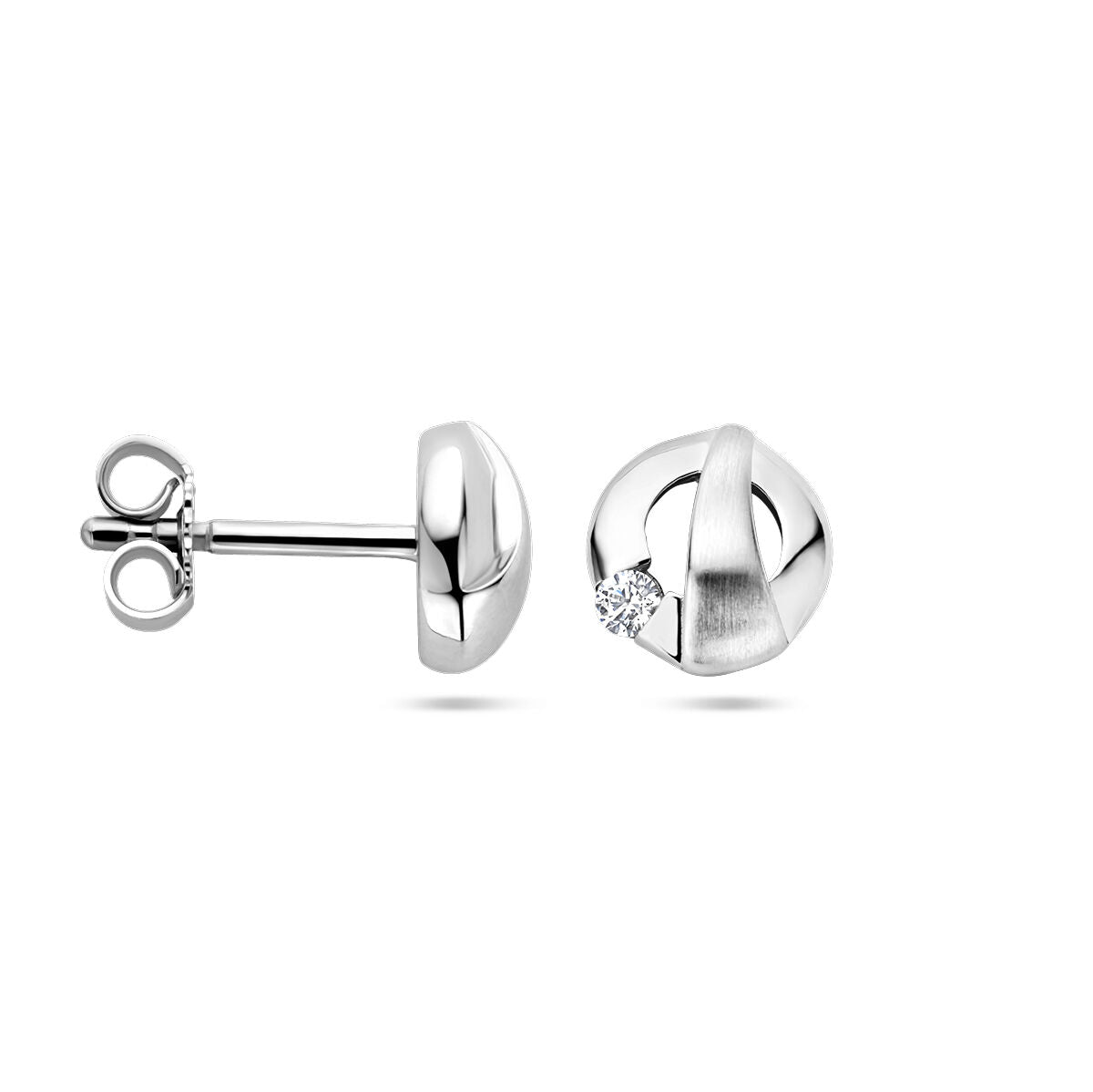 Zilver Gerhodineerd Oorknoppen Zirkonia Poli/Mat 1337817 - PansiteNederland.nl