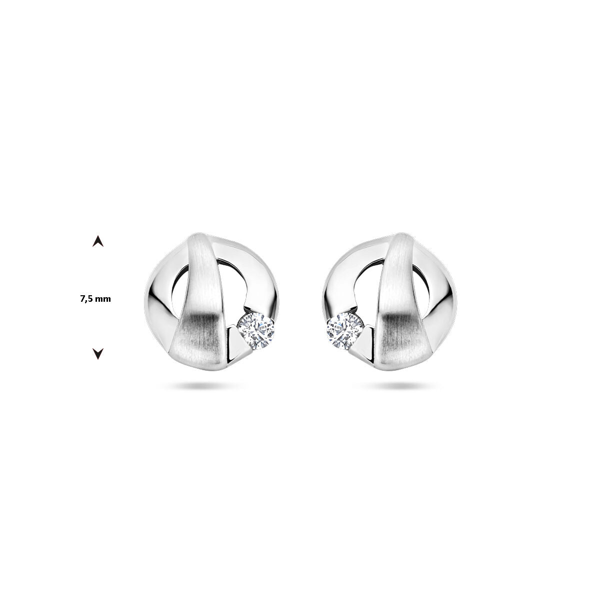 Zilver Gerhodineerd Oorknoppen Zirkonia Poli/Mat 1337817 - PansiteNederland.nl