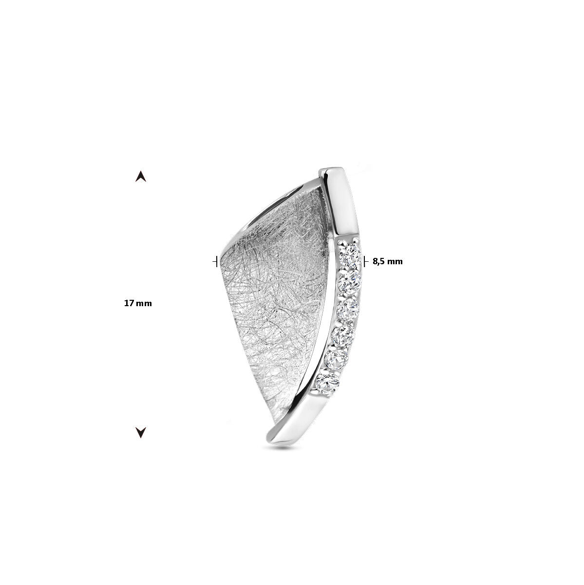 Zilver Gerhodineerd Hanger Zirkonia Gescratcht 17 x 8,5 mm 1337835 - PansiteNederland.nl