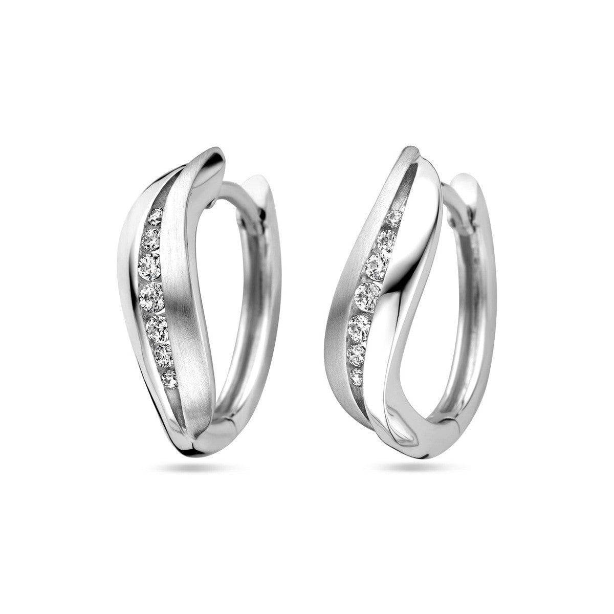 Zilver Gerhodineerd Klapoorringen Zirkonia 1338037 - PansiteNederland.nl