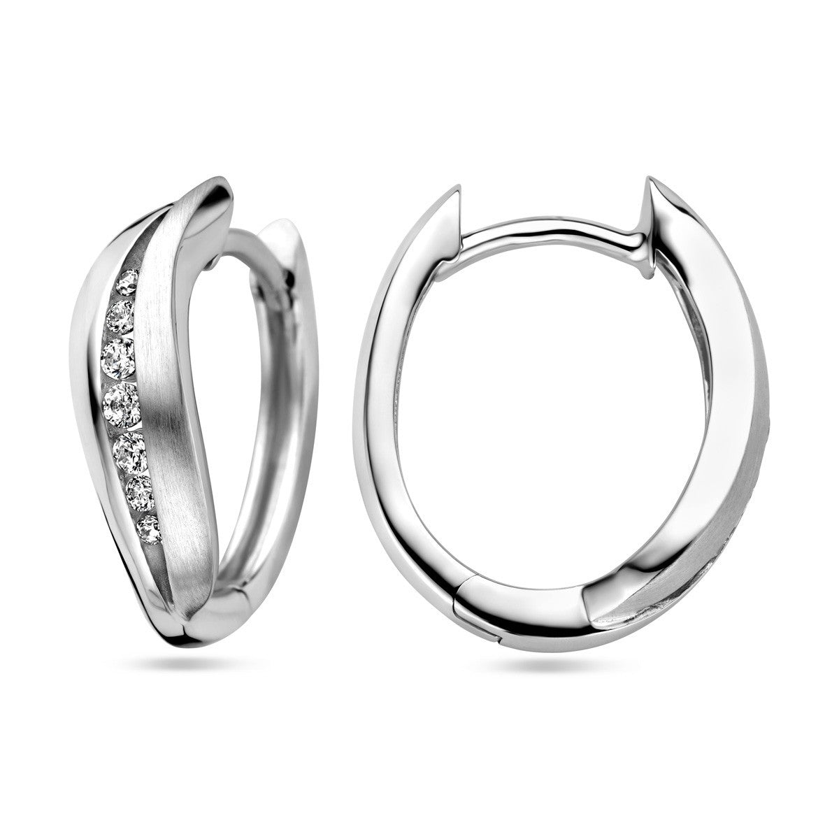 Zilver Gerhodineerd Klapoorringen Zirkonia 1338037 - PansiteNederland.nl