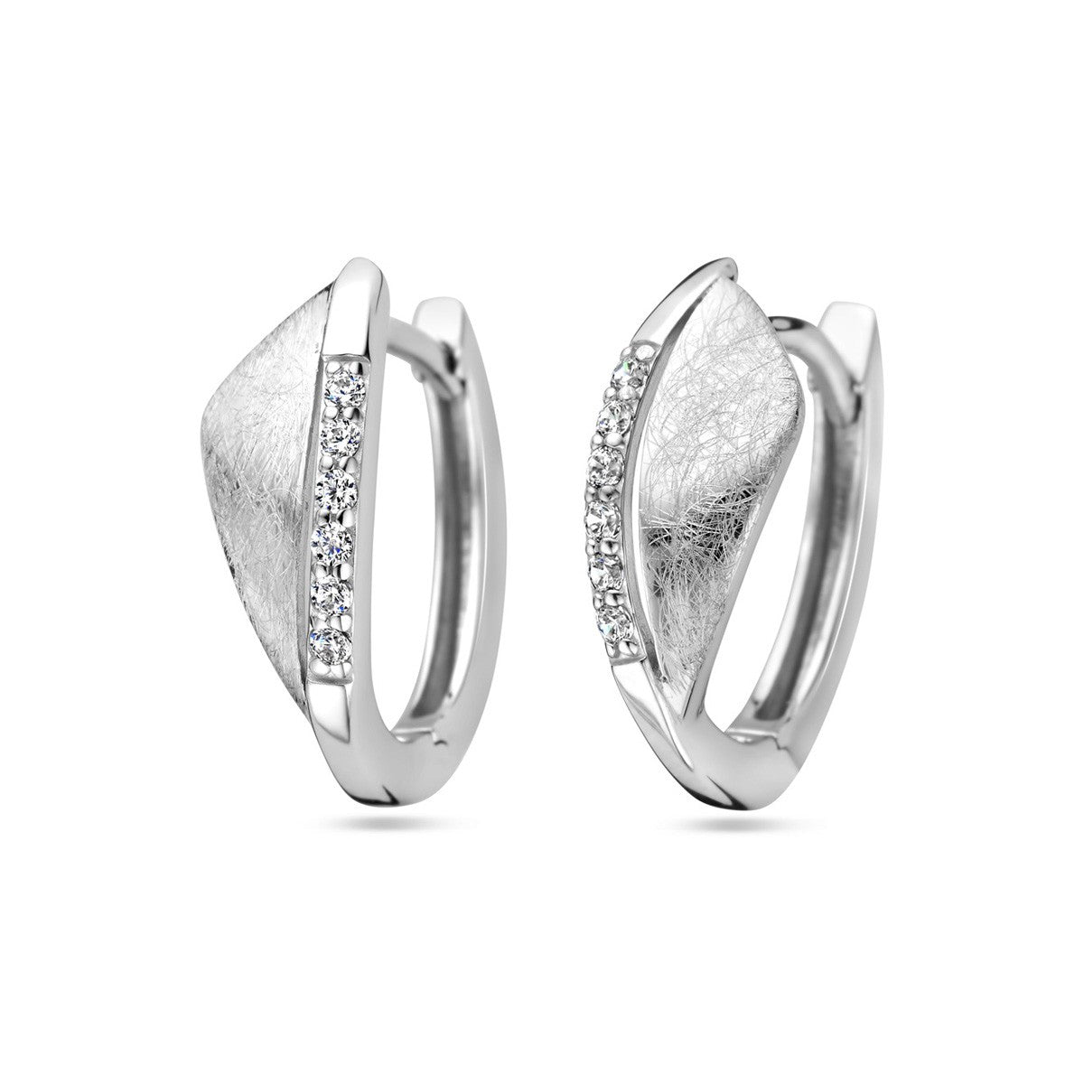 Zilver Gerhodineerd Klapoorringen Zirkonia Gescratcht 1338038 - PansiteNederland.nl
