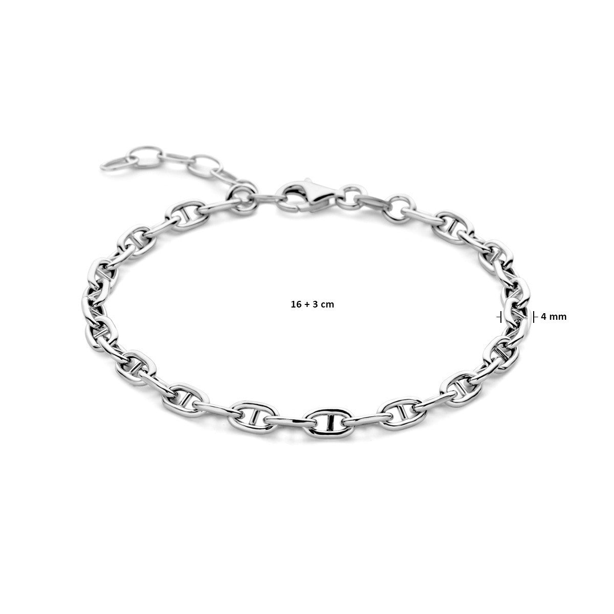 Zilver Gerhodineerd Armband Marine Ronde Buis 4,0 Mm 16 + 3 Cm 1338041 - PansiteNederland.nl