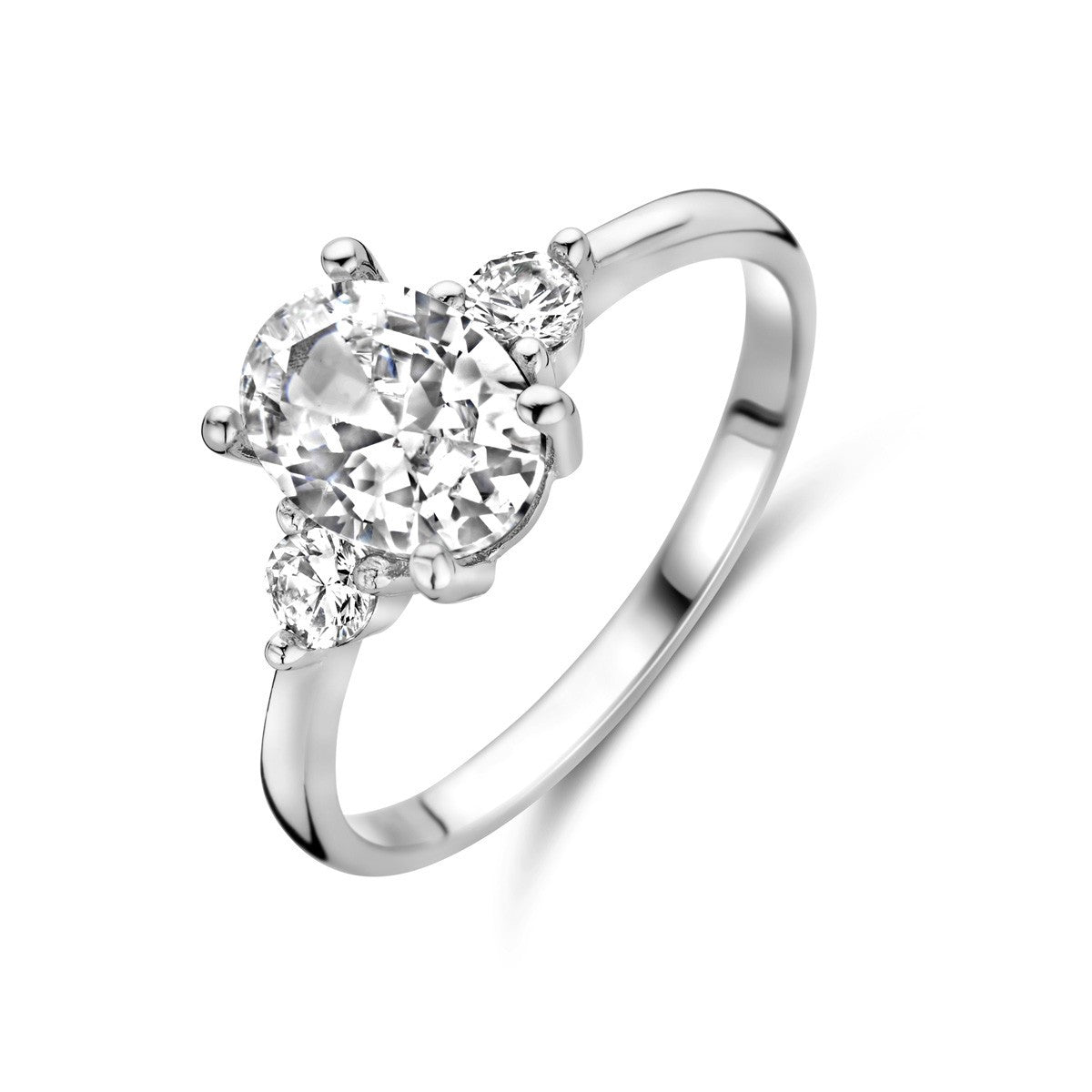Gerhodineerd Zilver Ring Trilogie Met Zirkonia 1338076 - PansiteNederland.nl