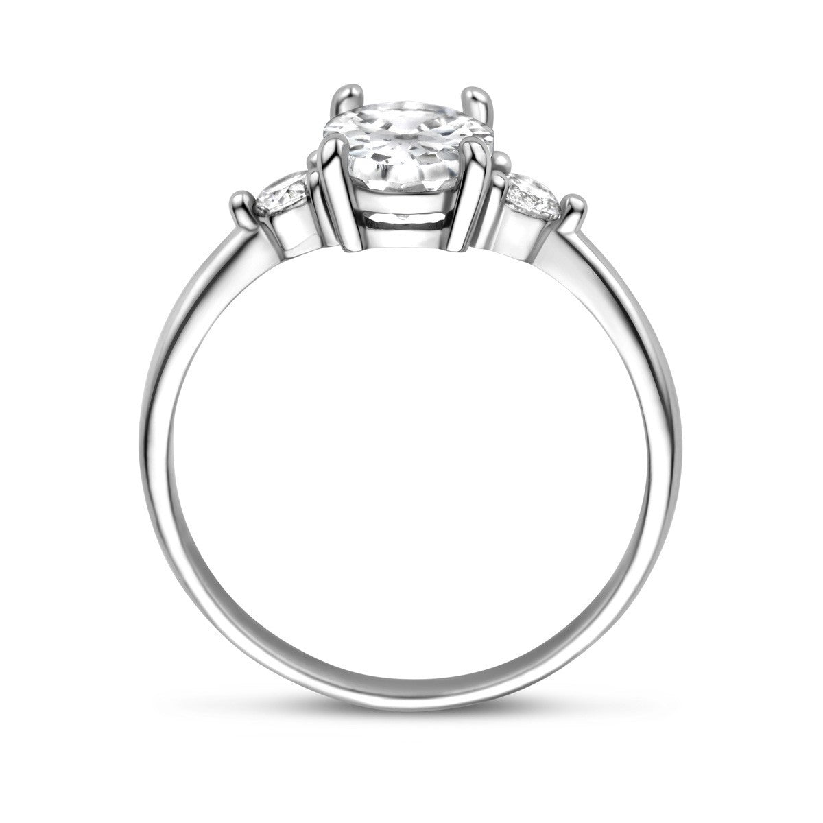 Gerhodineerd Zilver Ring Trilogie Met Zirkonia 1338076 - PansiteNederland.nl