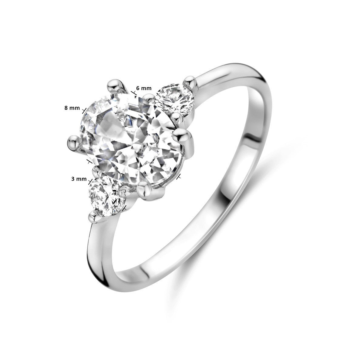 Gerhodineerd Zilver Ring Trilogie Met Zirkonia 1338076 - PansiteNederland.nl
