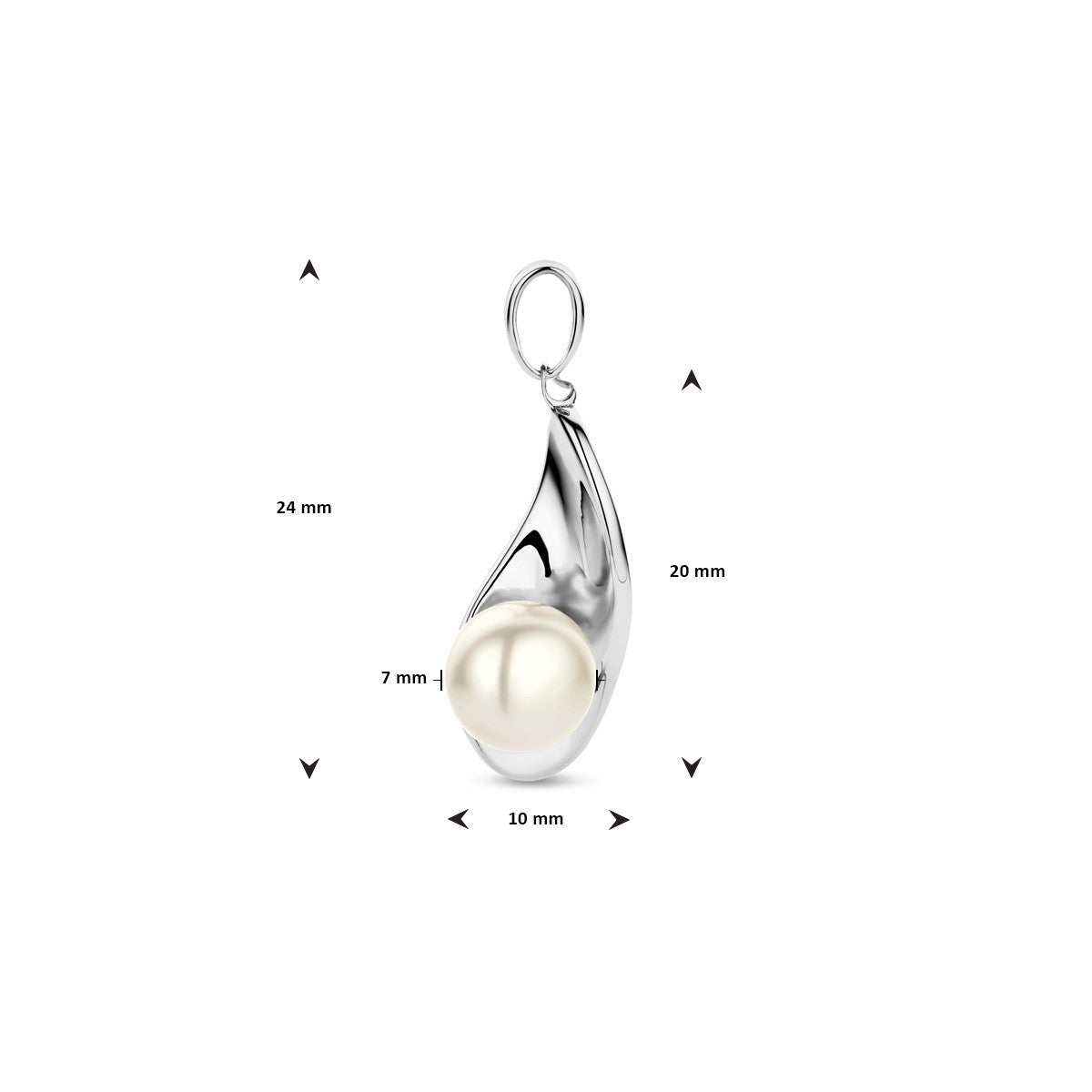 zilver gerhodineerd hanger parel 1338106 - PansiteNederland.nl
