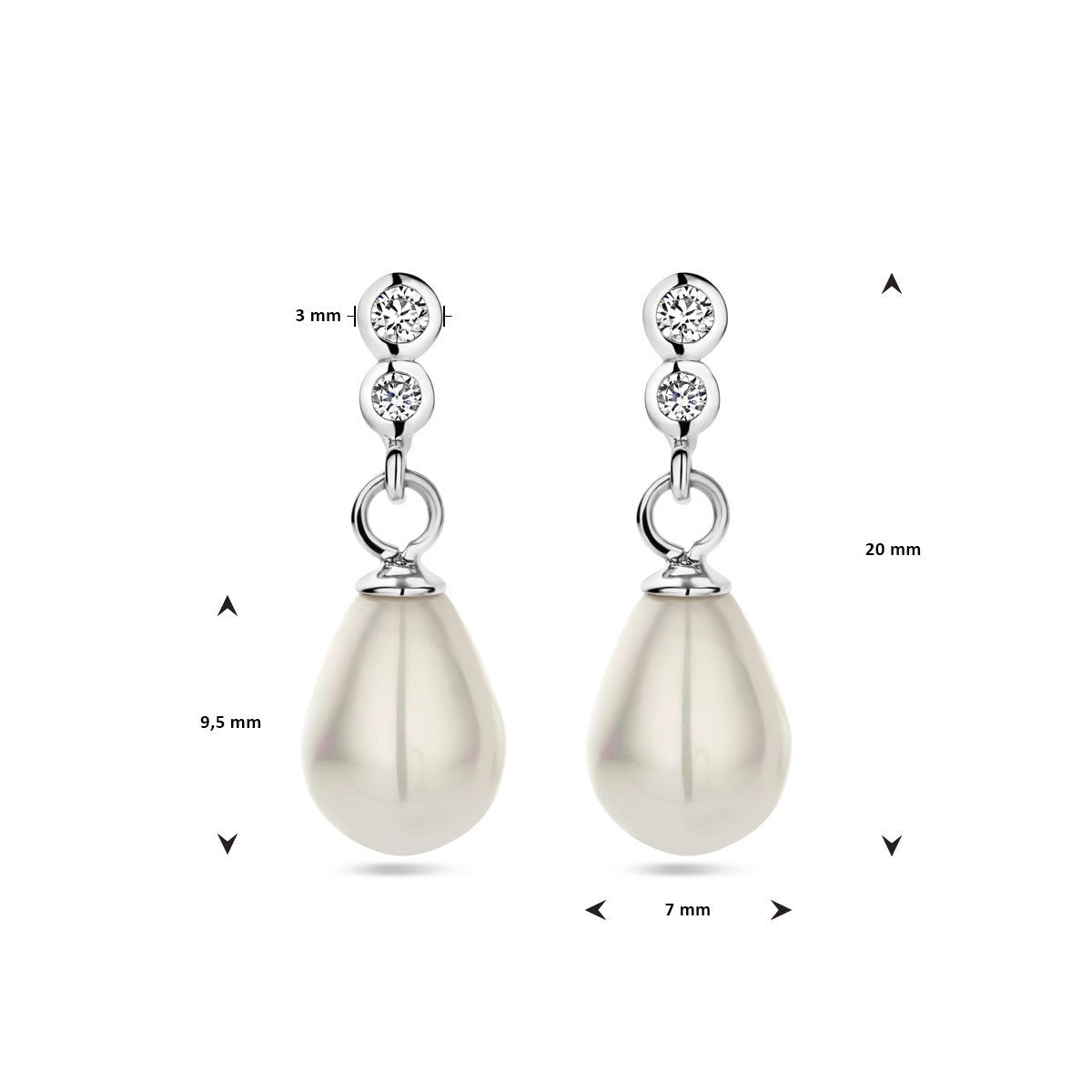 Zilver Gerhodineerd Oorhangers Parel Zirkonia 1338116 - PansiteNederland.nl