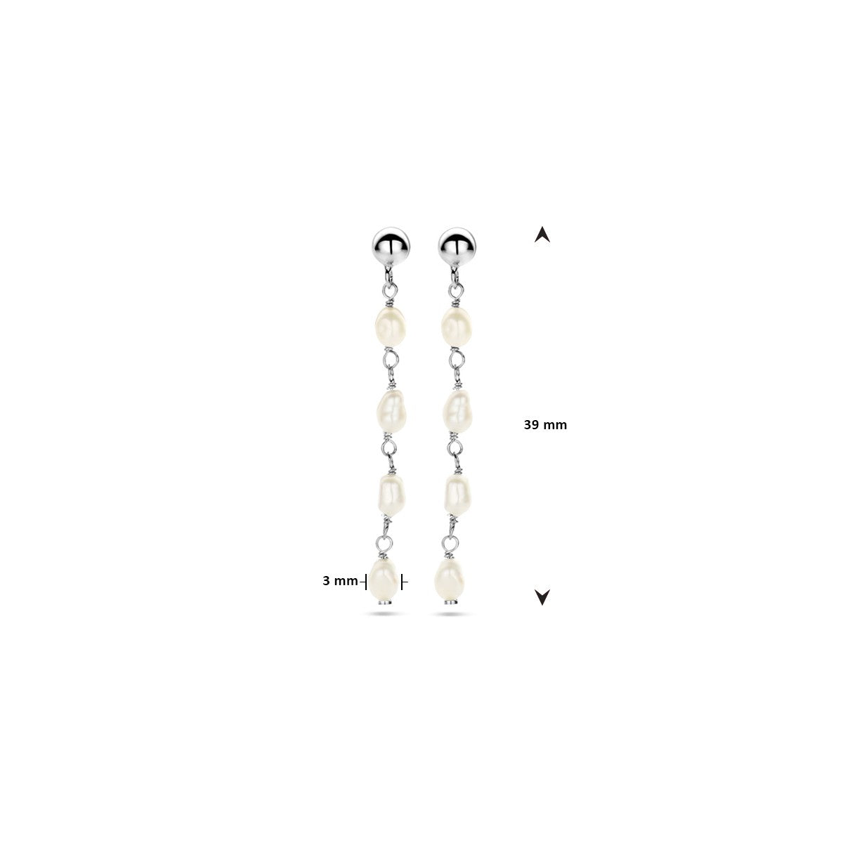 Zilver Gerhodineerd Oorhangers Parel Barok 1338138 - PansiteNederland.nl