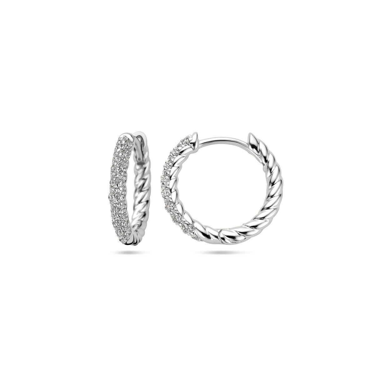 Zilver Gerhodineerd Klapoorringen Zirkonia 1338237 - PansiteNederland.nl