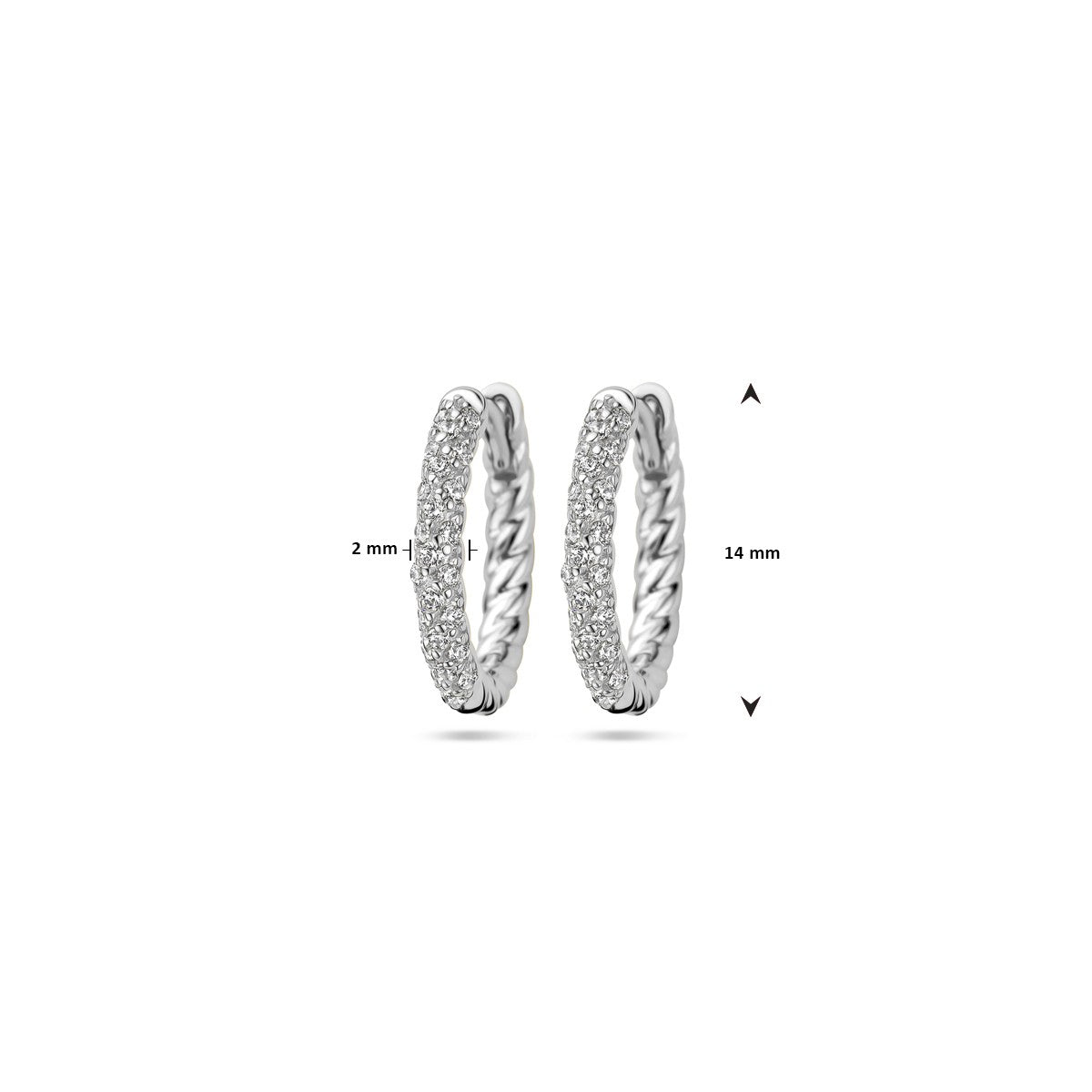 Zilver Gerhodineerd Klapoorringen Zirkonia 1338237 - PansiteNederland.nl