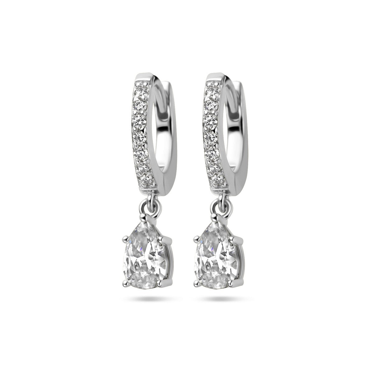 Zilver Gerhodineerd Klapoorringen Zirkonia 1338245 - PansiteNederland.nl