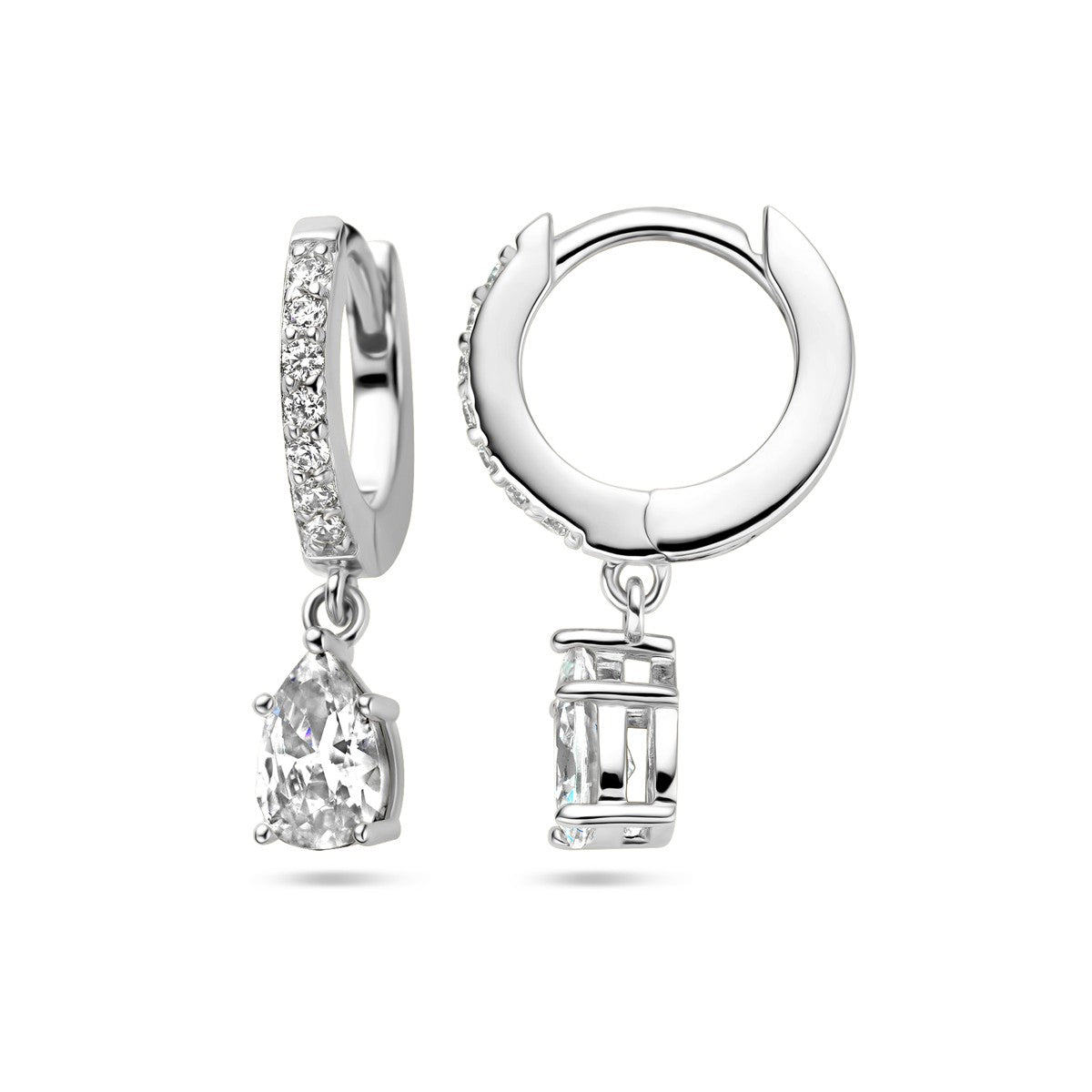 Zilver Gerhodineerd Klapoorringen Zirkonia 1338245 - PansiteNederland.nl