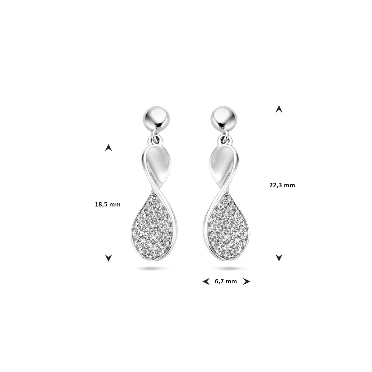 Zilver Gerhodineerd Oorhangers Zirkonia 1338261 - PansiteNederland.nl