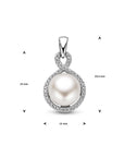 zilver gerhodineerd hanger zirkonia en parel 1338263