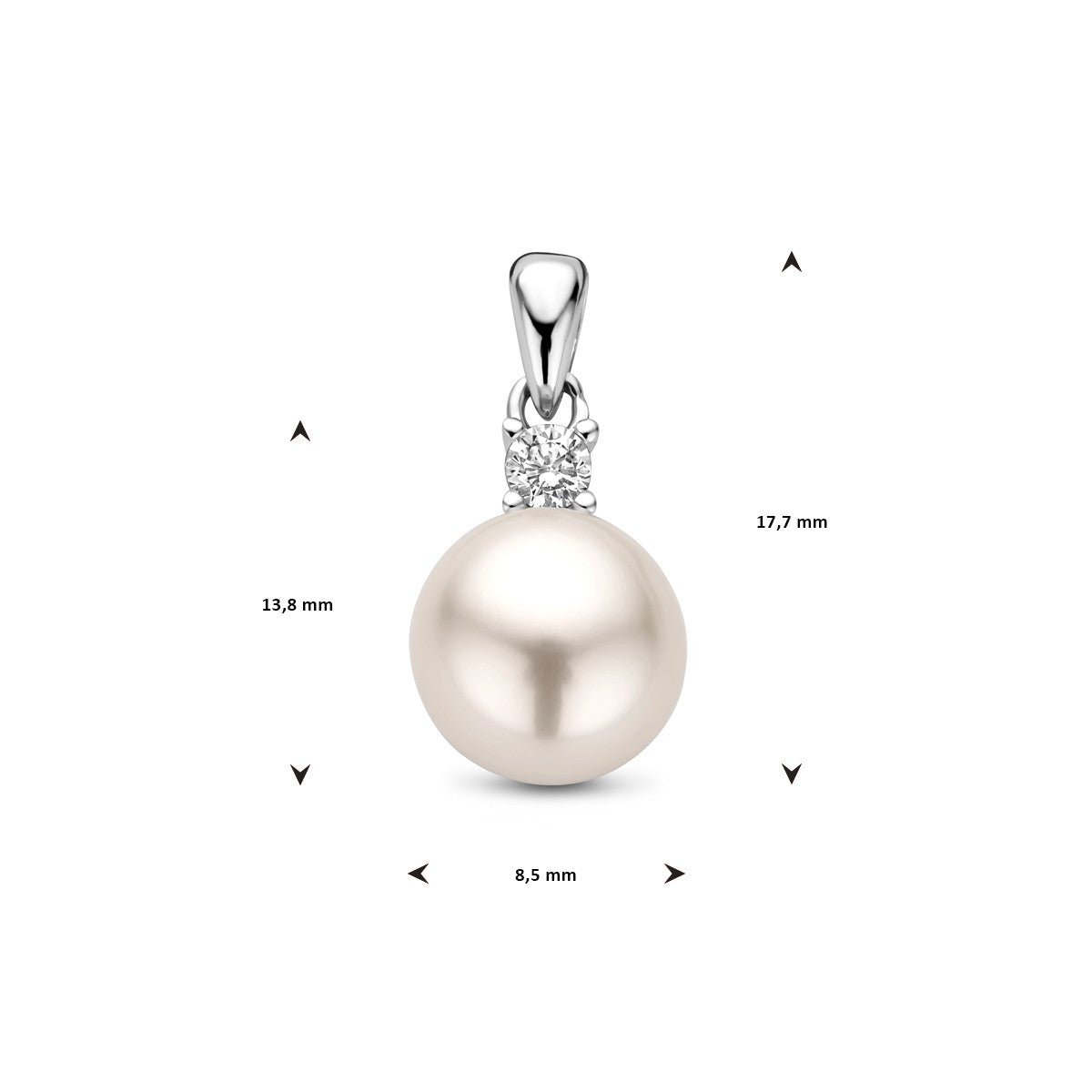 zilver gerhodineerd hanger zirkonia en parel 1338265 - PansiteNederland.nl