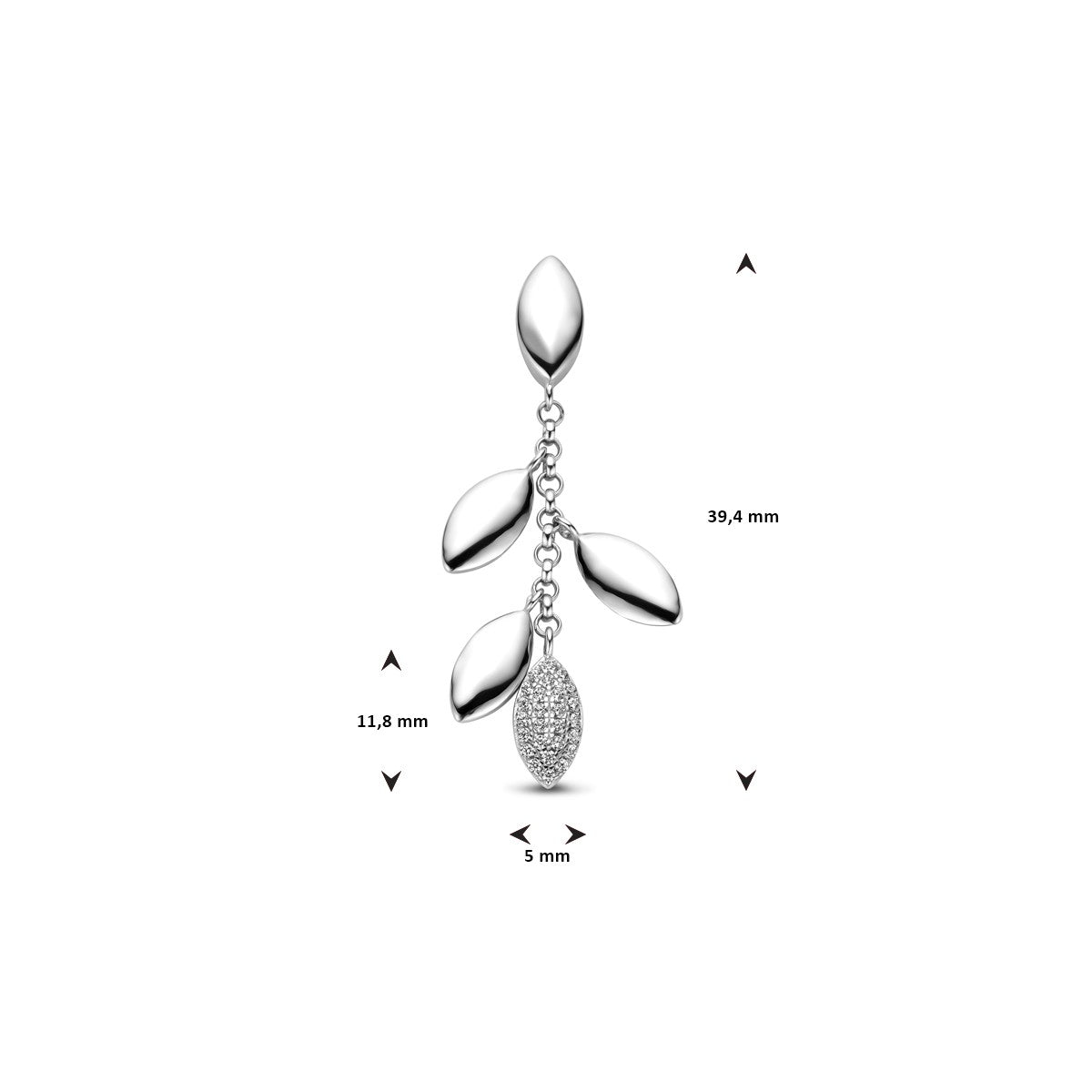 zilver gerhodineerd hanger zirkonia 1338274 - PansiteNederland.nl