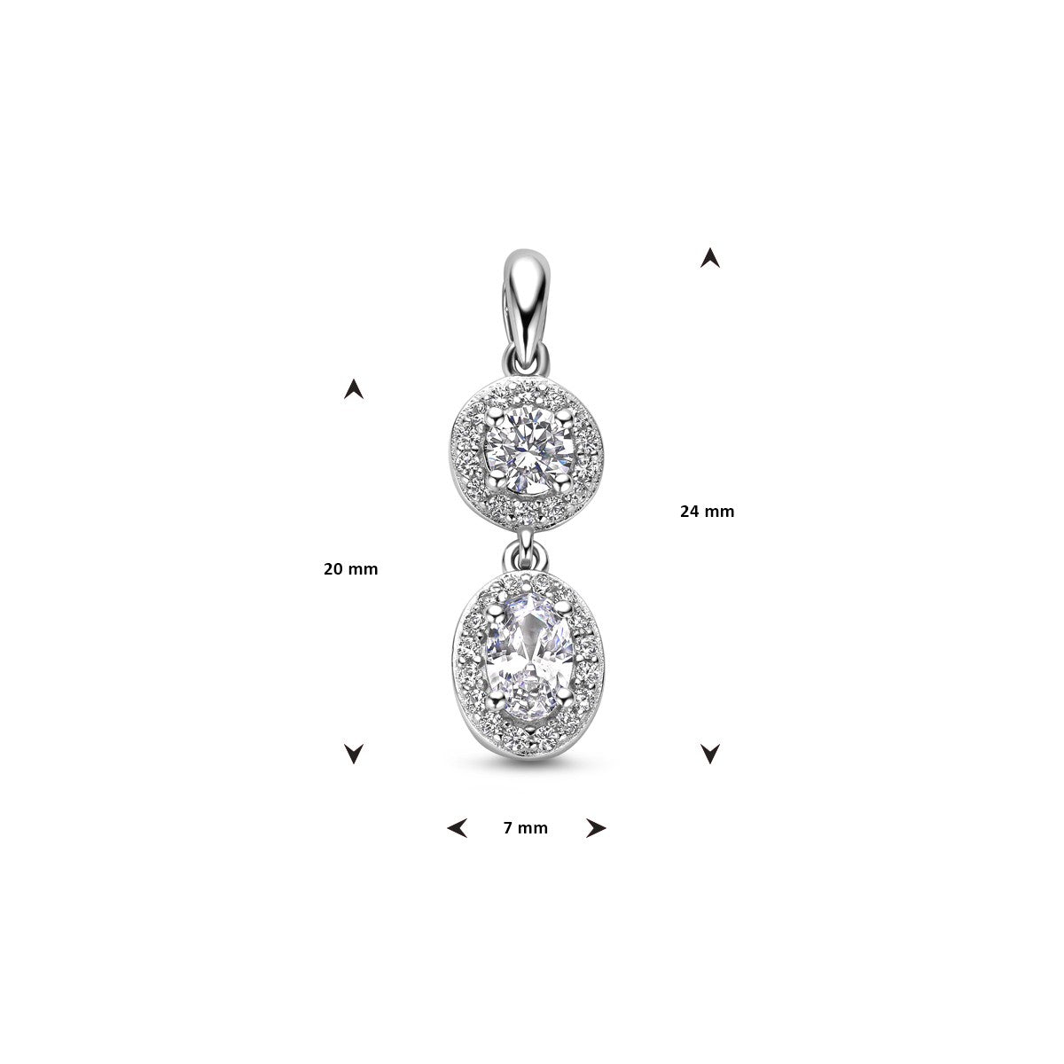 zilver gerhodineerd hanger zirkonia halo 1338298 - PansiteNederland.nl