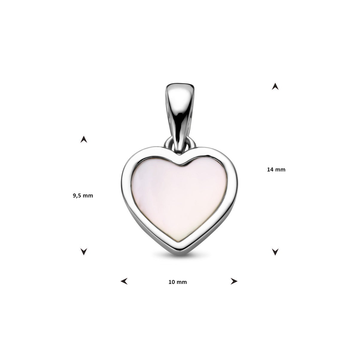 zilver gerhodineerd hanger parelmoer hart 1338341 - PansiteNederland.nl