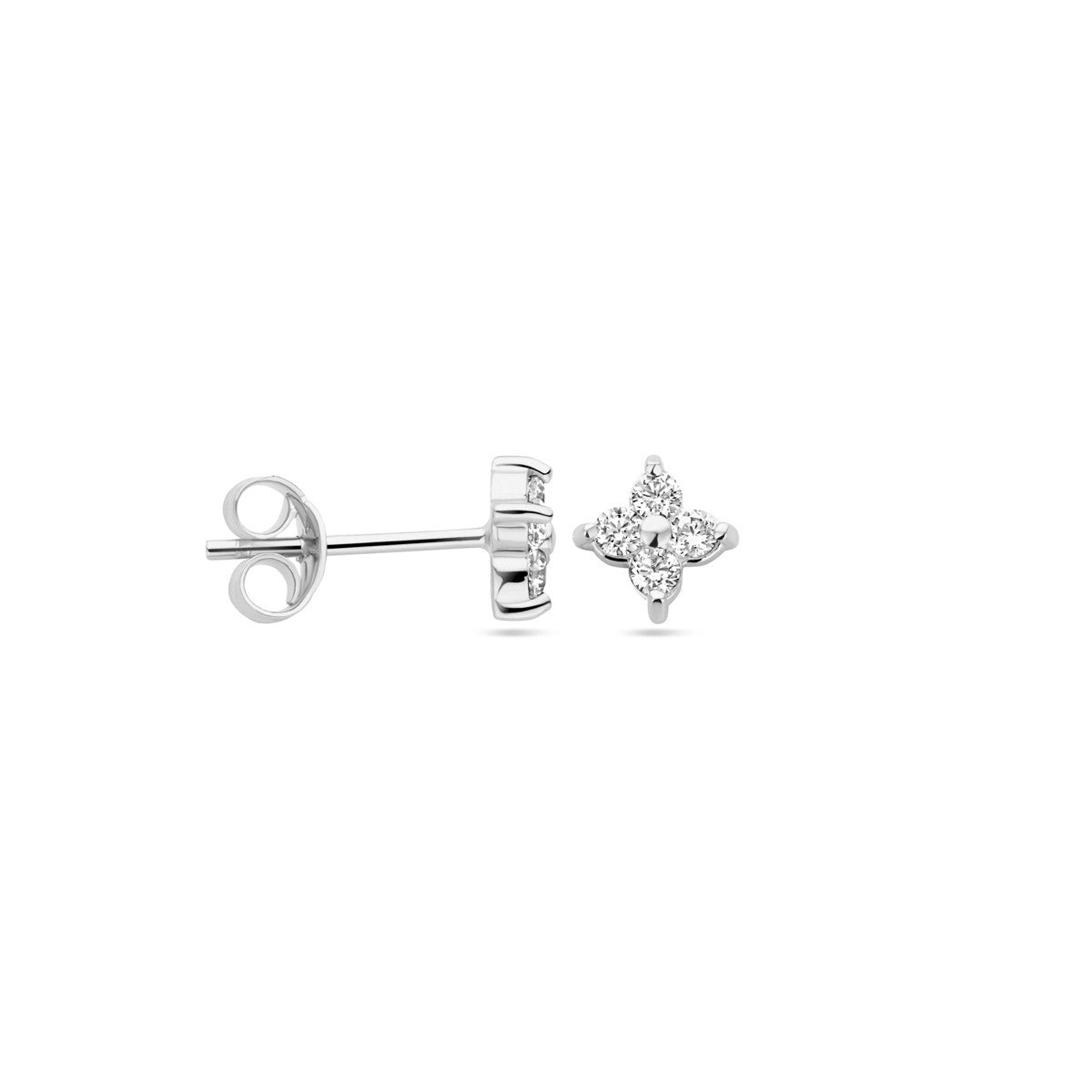 Zilver Gerhodineerd Oorknoppen Bloem Zirkonia 1338369 - PansiteNederland.nl