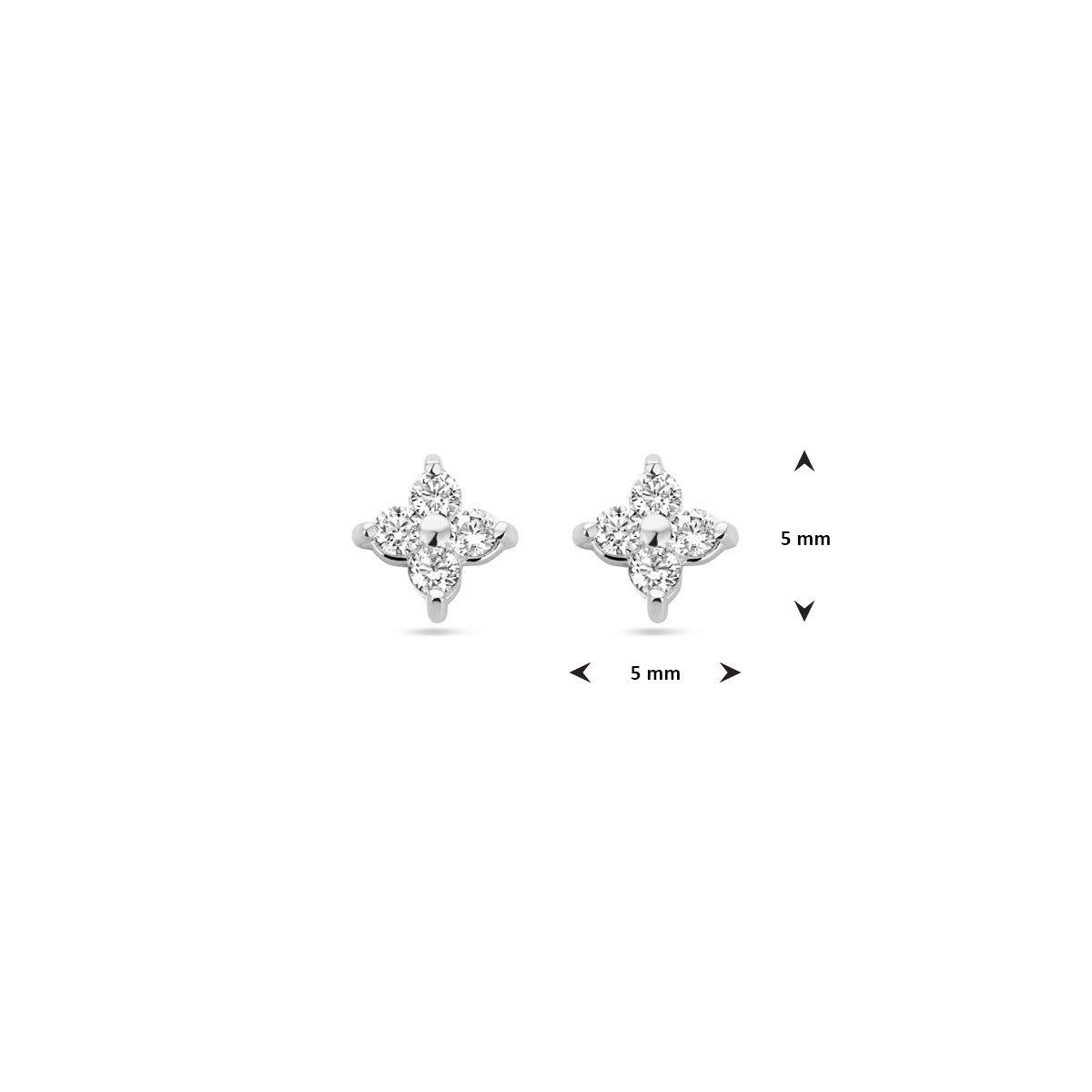 Zilver Gerhodineerd Oorknoppen Bloem Zirkonia 1338369 - PansiteNederland.nl