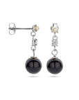 Zilver Gerhodineerd Oorhangers Onyx, Zirkonia En Synth. Parel 1338371 - PansiteNederland.nl
