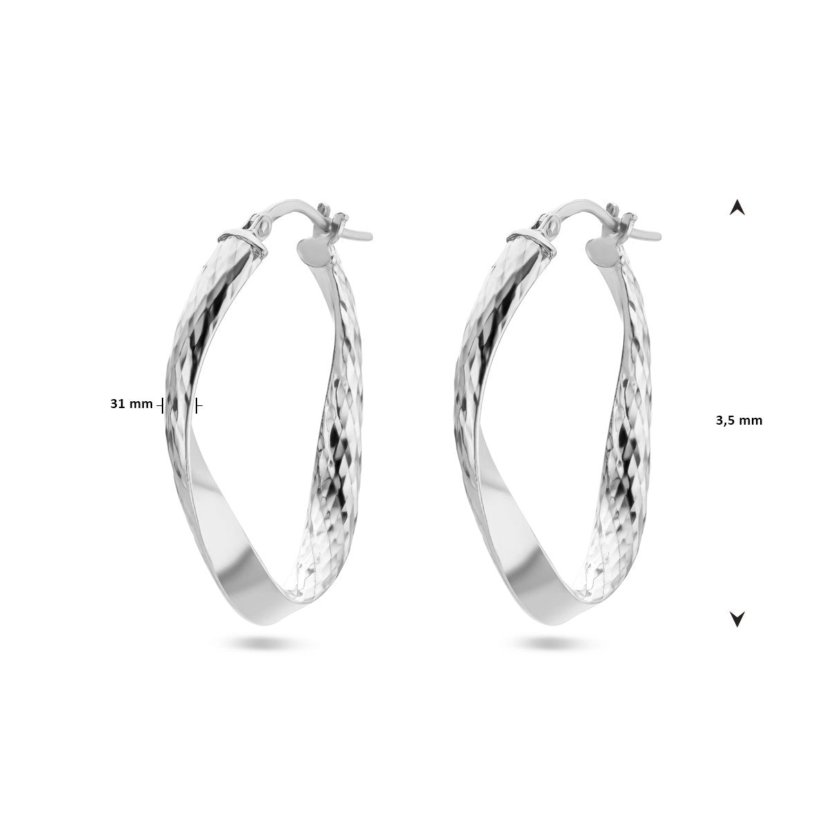 Zilver Gerhodineerd Oorringen Gediamanteerd 1338402 - PansiteNederland.nl