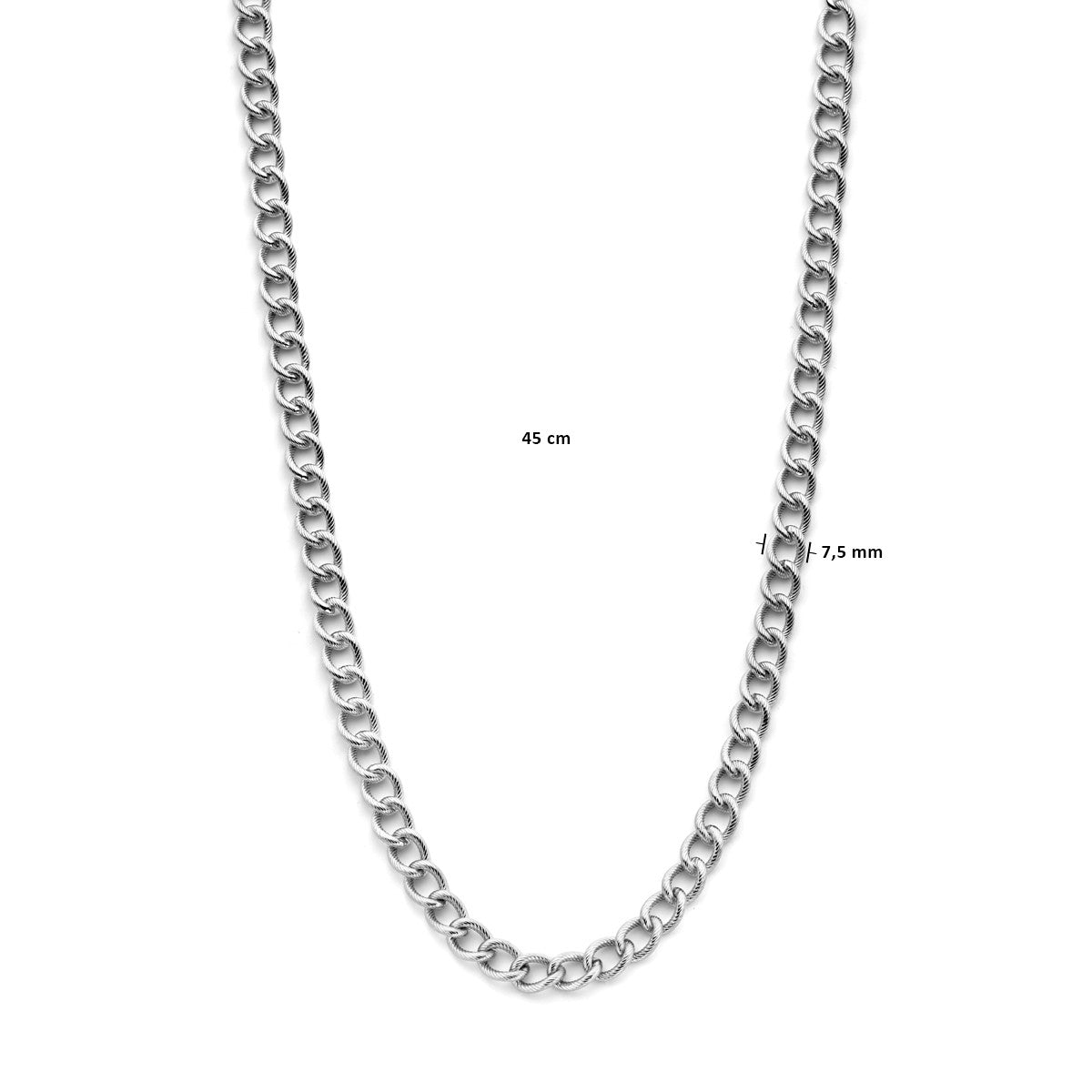 Zilver gerhodineerd collier gedraaid 7,5 mm 45 cm 1338439 - PansiteNederland.nl