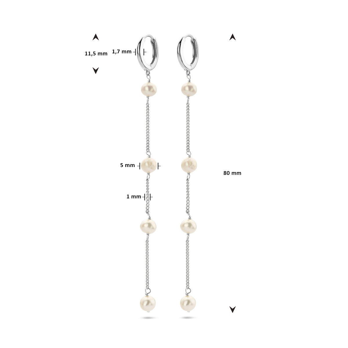 Zilver Gerhodineerd Klapoorringen Parels 1338441 - PansiteNederland.nl