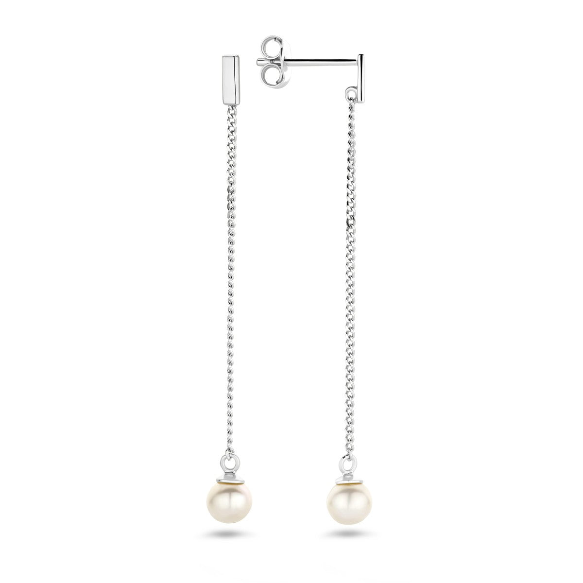 Zilver Gerhodineerd Oorhangers Parel 1338446 - PansiteNederland.nl