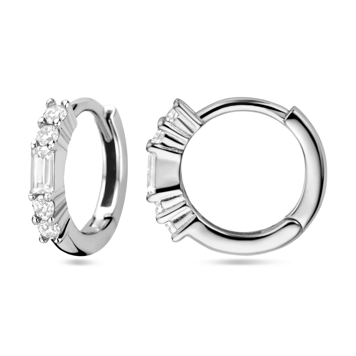 Zilver Gerhodineerd Klapoorringen Zirkonia 1338449 - PansiteNederland.nl