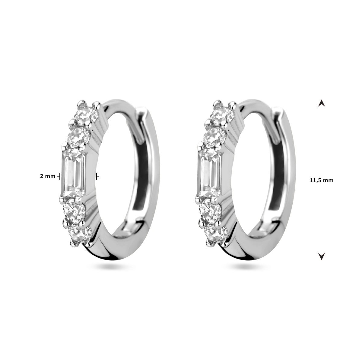 Zilver Gerhodineerd Klapoorringen Zirkonia 1338449 - PansiteNederland.nl