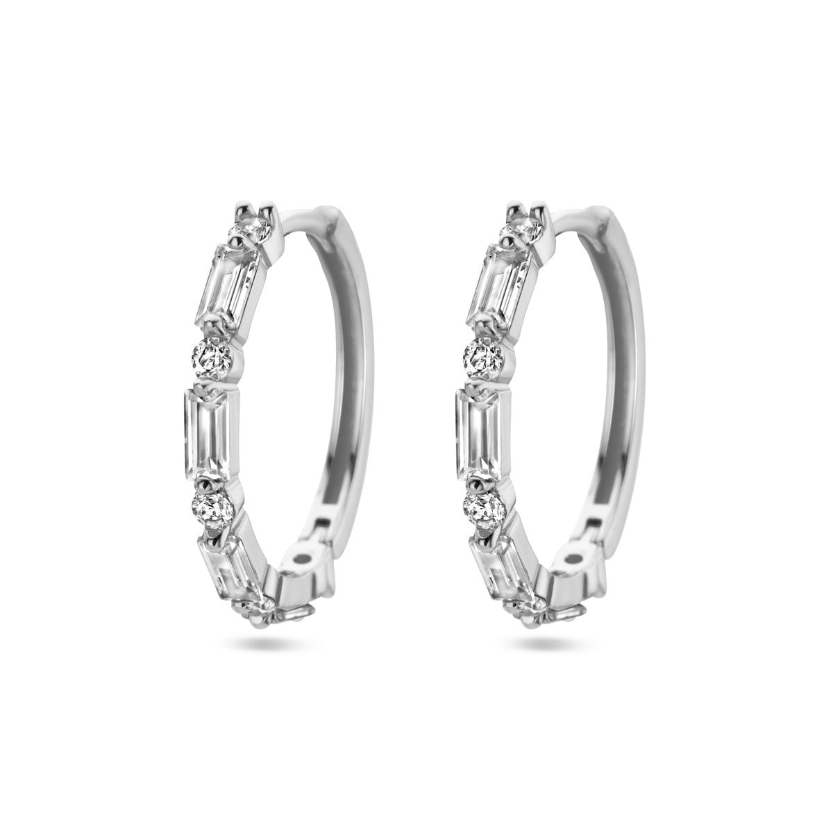 Zilver Gerhodineerd Klapoorringen Zirkonia 1338450 - PansiteNederland.nl