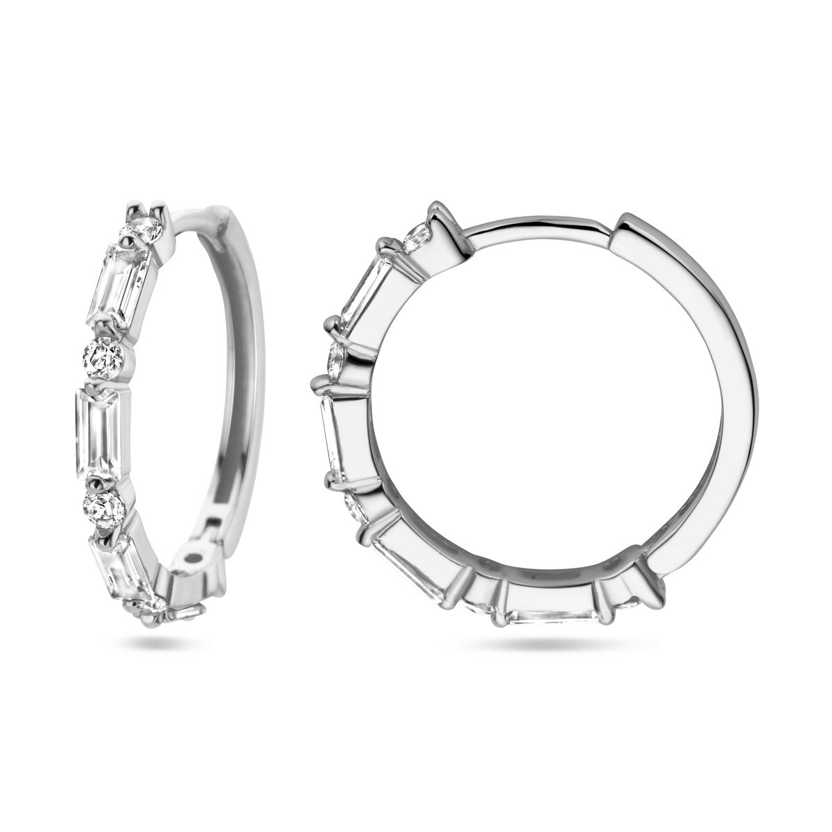 Zilver Gerhodineerd Klapoorringen Zirkonia 1338450 - PansiteNederland.nl