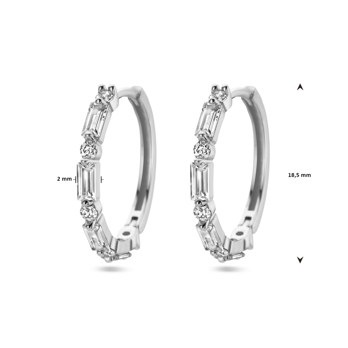 Zilver Gerhodineerd Klapoorringen Zirkonia 1338450 - PansiteNederland.nl