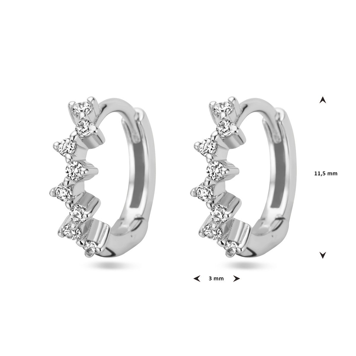 Zilver Gerhodineerd Klapoorringen Zirkonia 1338453 - PansiteNederland.nl